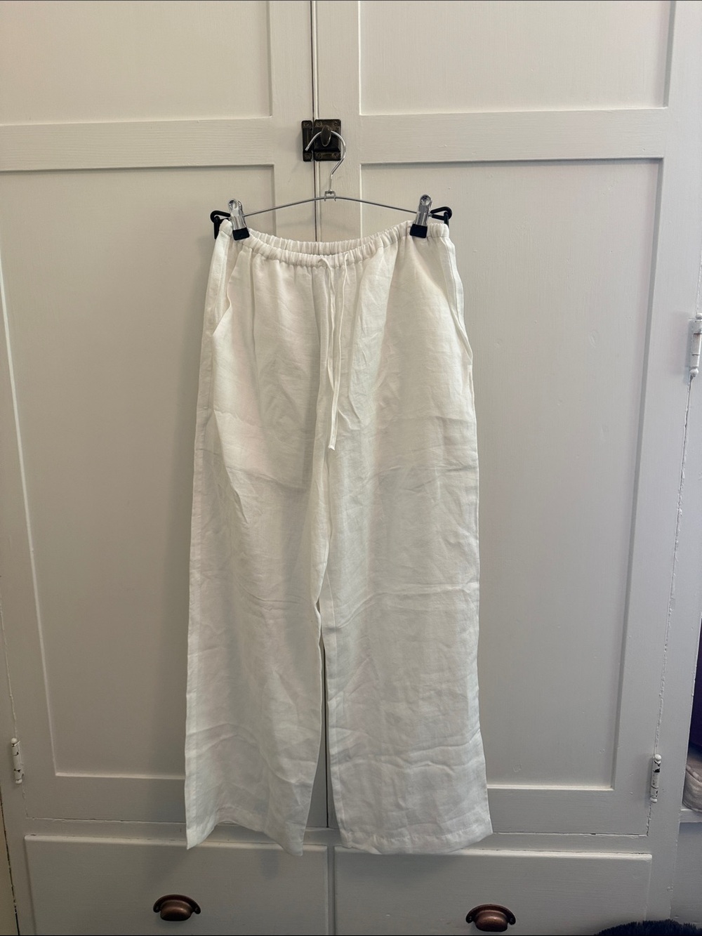 Women’s Wide Leg Linen-Blend Pants in White
